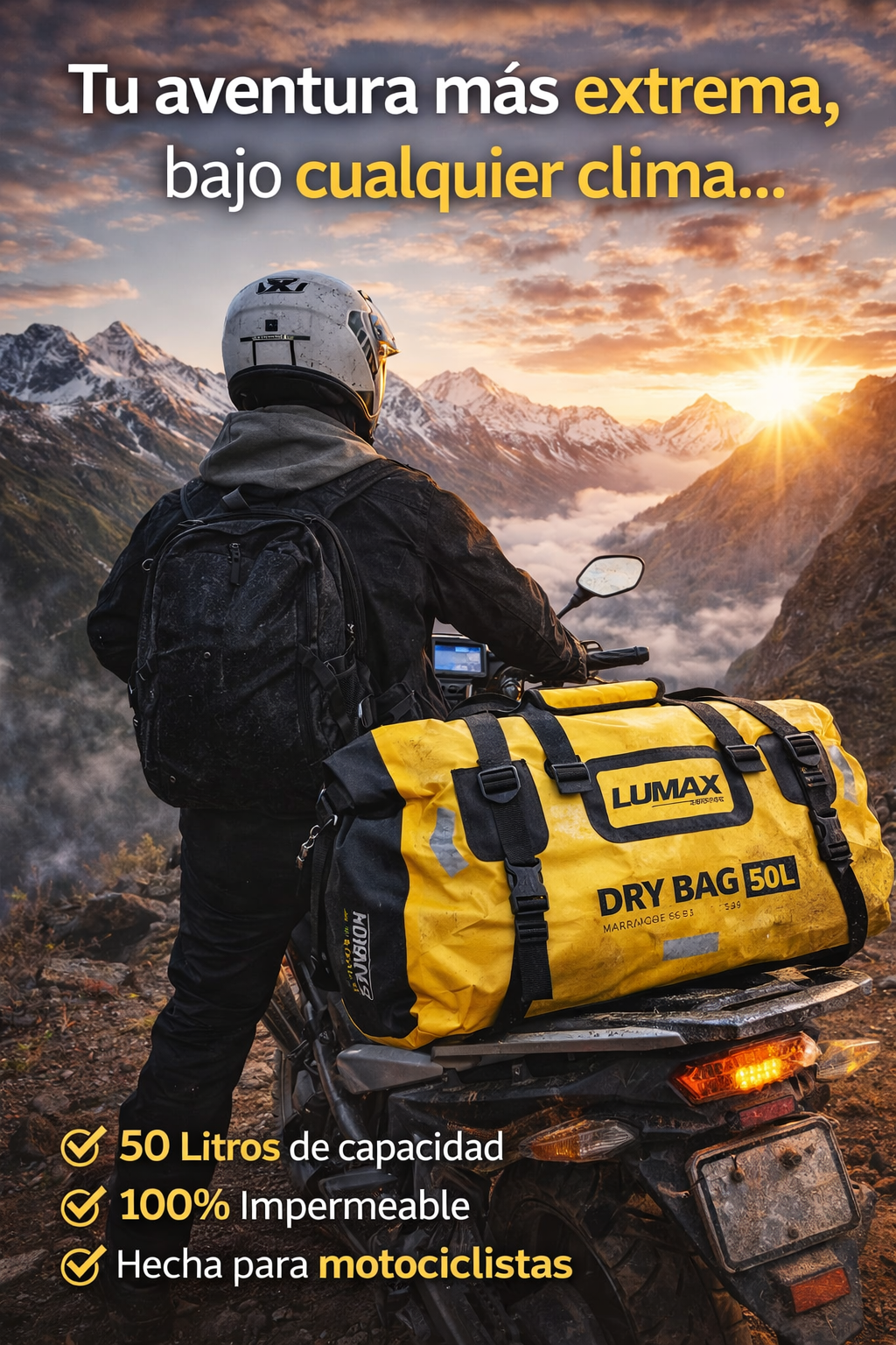 Bolsa trasera impermeable para moto