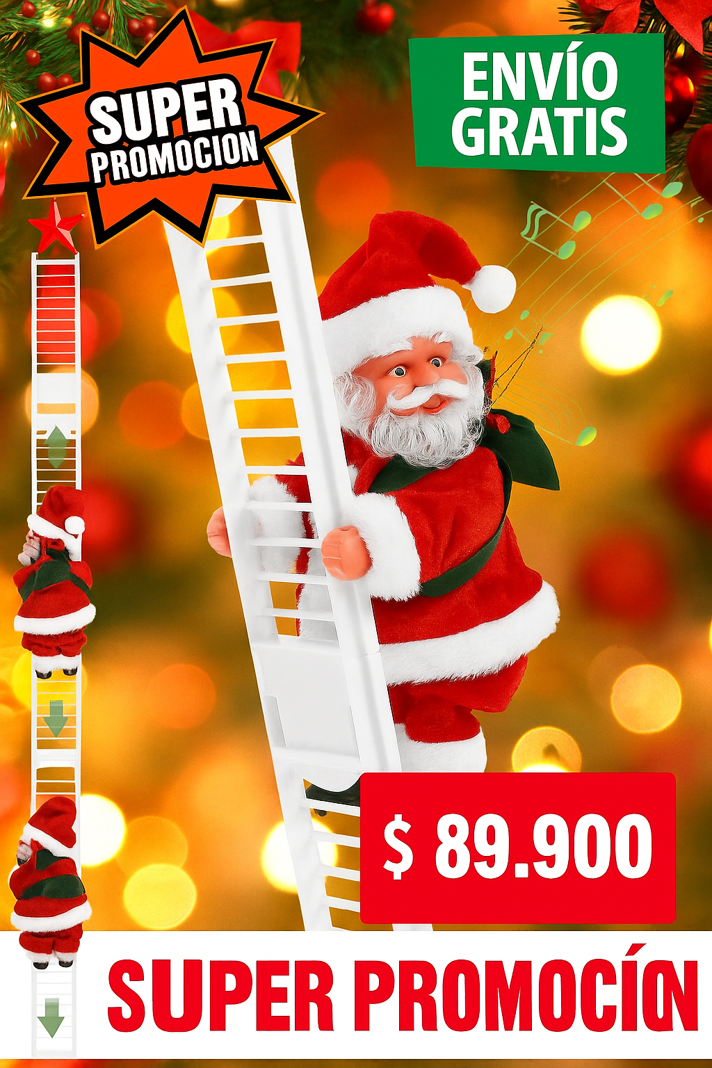 PAPA NOEL ESCALERA DECORACION