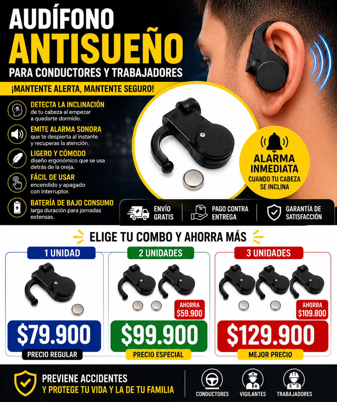 Audífono Antisueño para Conductores