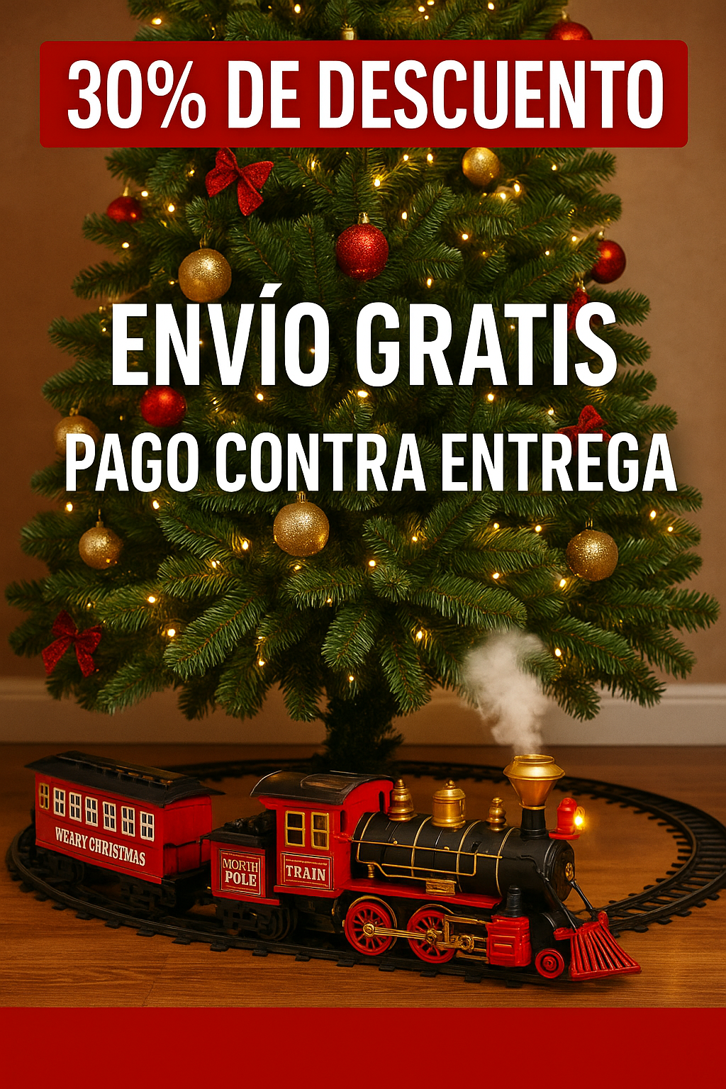 TREN NAVIDEÑO LUCES Y HUMO