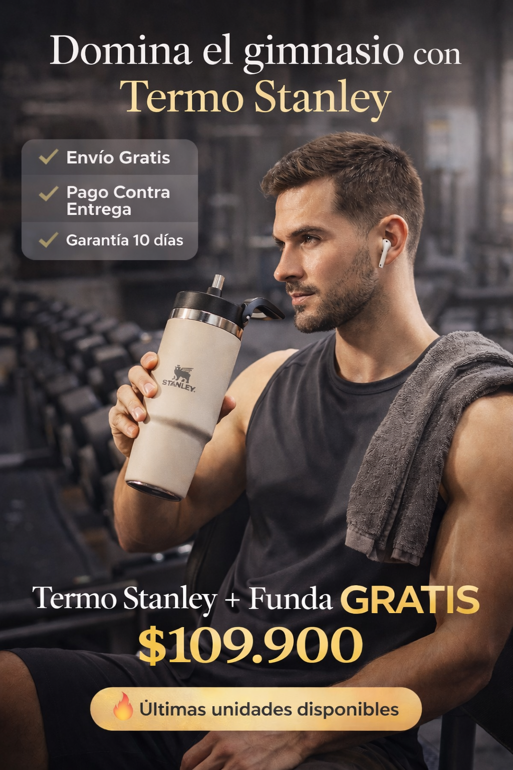 Termo 900 Ml Flip Con Funda Logo