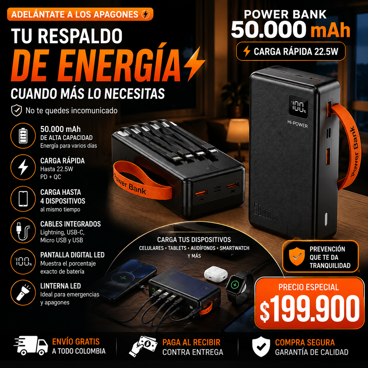 POWER BANK 50.000 MAH CARGA RAPIDA