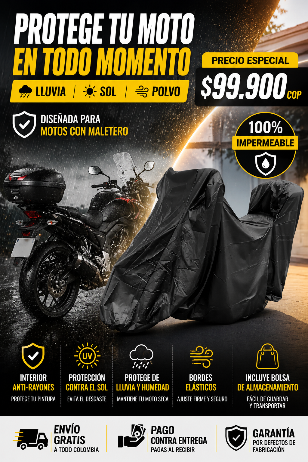 Funda Pijama Protectora Para Motos Maletero